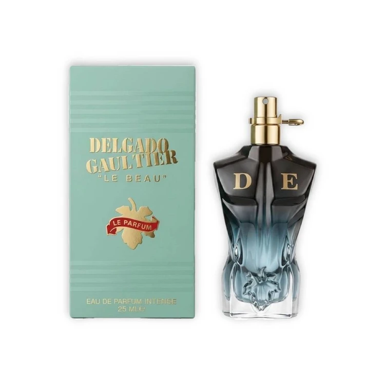 ادوپرفیوم مینیاتوری مردانه ژان پل گوتیه له پرفیوم دلگادو DELGADO مدل Gaultier Le Beau Le Parfum جعبه سبز حجم 25 میل